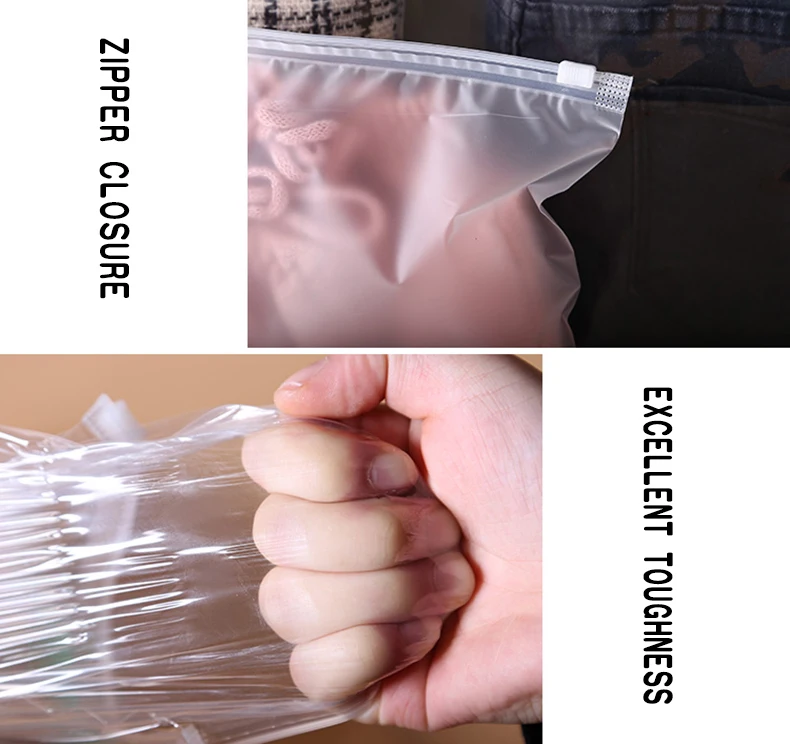 Полупрозрачная матовая одежда ZipLock молния пластиковая упаковка для хранения сумка матовый Органайзер платье обувь брюки футболка полотенца для тренировки