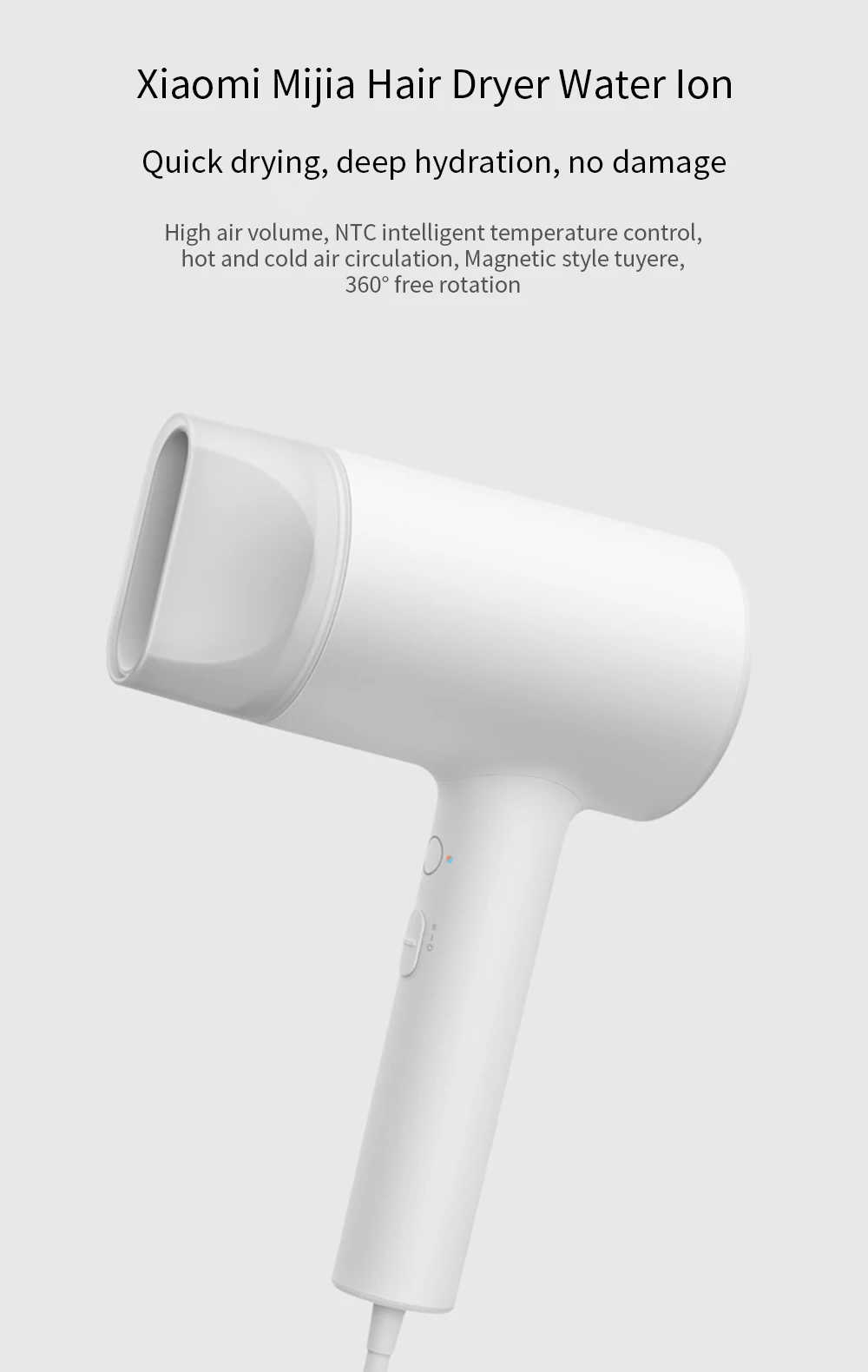 Xiaomi Mijia, фен для волос с ионами воды для дома и путешествий, 1800 Вт, Nanoe, Быстросохнущий фен для ухода за волосами, анион, профессиональный фен