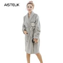 Осенне-зимние женские пижамы Новые Креативные фланелевые женские пижамы с поясом халат с рисунком черепахи, толстый Халат с длинными рукавами