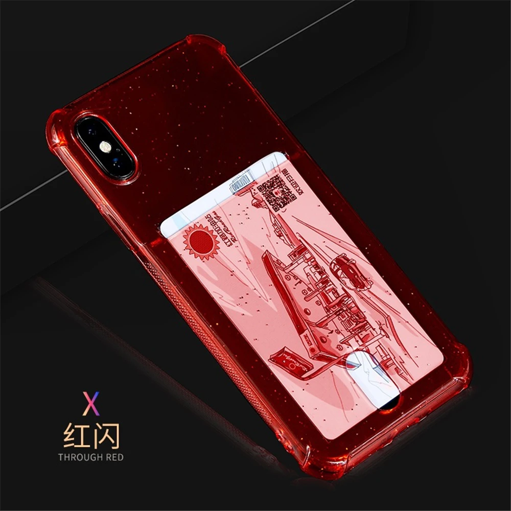 For IPhone 7 8 Plus XR XS MAX Credit Card Holder Soft TPU Cover For iPhone 5 5S SE 6 6S 11 Pro Max Plus Wallet Silicone Cases (6)