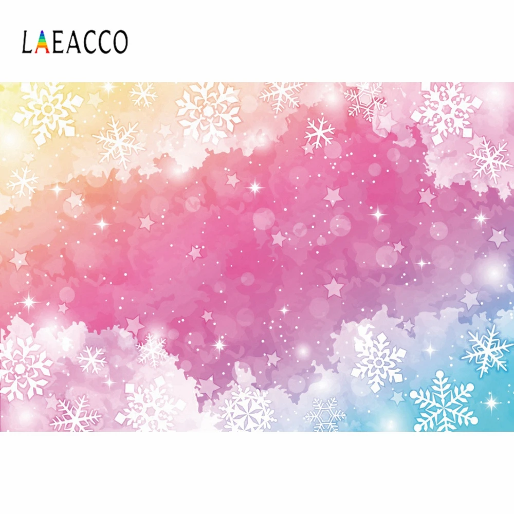 

Laeacco Dreamy Snowflake Gradient Pink Glitter Photo Background Scene Customized Vinyl Photographic Photography Backdrop Studio
