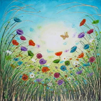 

Hand Painted flower painting Wholesale High Quality Landscape Oil Painting On Canvas Light Colors Flower Sea Oil Painting