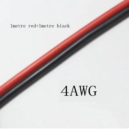 2 метра красные, черные силиконовый кабель 6 7 8AWG 13AWG 14AWG 10AWG 16AWG 18AWG 20AWG 24AWG 30AWG Жаростойкий Мягкие силиконовые Силикагель провода - Цвет: 4AWG