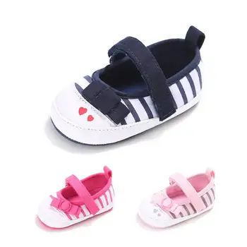 

Newborn Crib Shoes Baby Girl Infant Lovely Bowknot Stripe Soft Cotton Easy on&off First Walkers Toddler Girl Moccasins Shoes