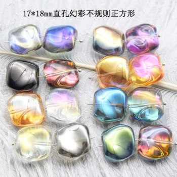 

10pcs/pack 17x18mm Irregular Brilliantly Coloured Glass Crystal Earrings Long Geometry Diy Handmade Earrings Glass Accessories