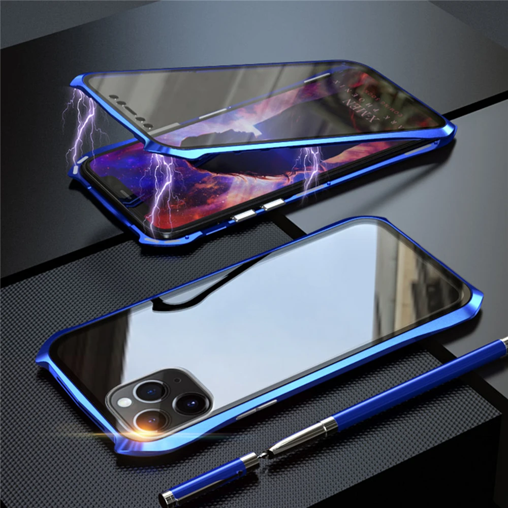 Для iPhone 11 Pro Max противоударный жесткий чехол для телефона Магнитная Адсорбция двухсторонняя, для стекла защитная оболочка для телефонов iPhone 11/11Pro