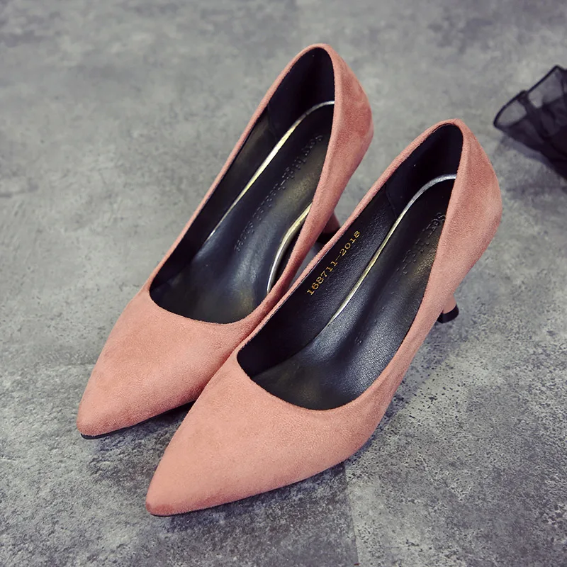 

2019 Spring Simple Thin Heeled High Heel Shoes Versatile Fashion Autumn New Style Black Single-layered Shoes Business Work WOMEN