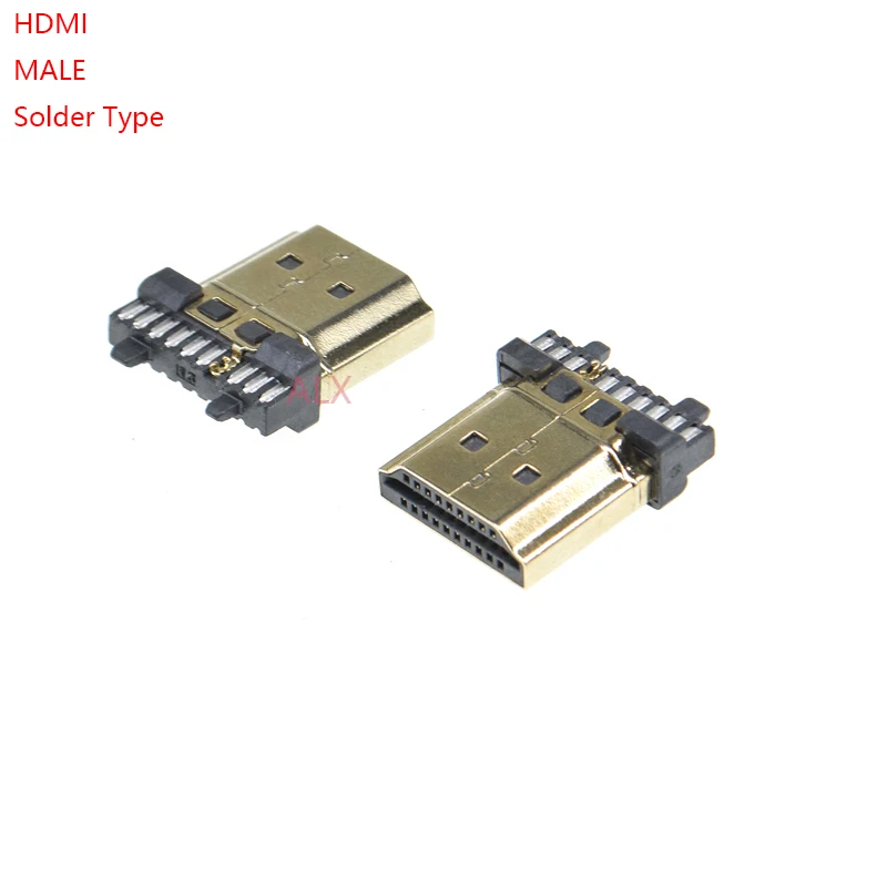 10 Uds HDMI conector macho 19PIN 19 P chapado en oro hd 19 PIN Tipo De Soldadura