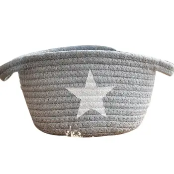 

Washable Plant Basket Storage Office Sundries Cotton Thread Handmade Knitting Ball Rattan Flower Basket(gray)