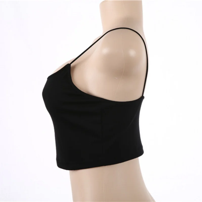Летний сексуальный женский короткий топ, Женский Топ без рукавов на бретелях, однотонный топ для фитнеса, Женская майка, повседневный Белый Черный Топ