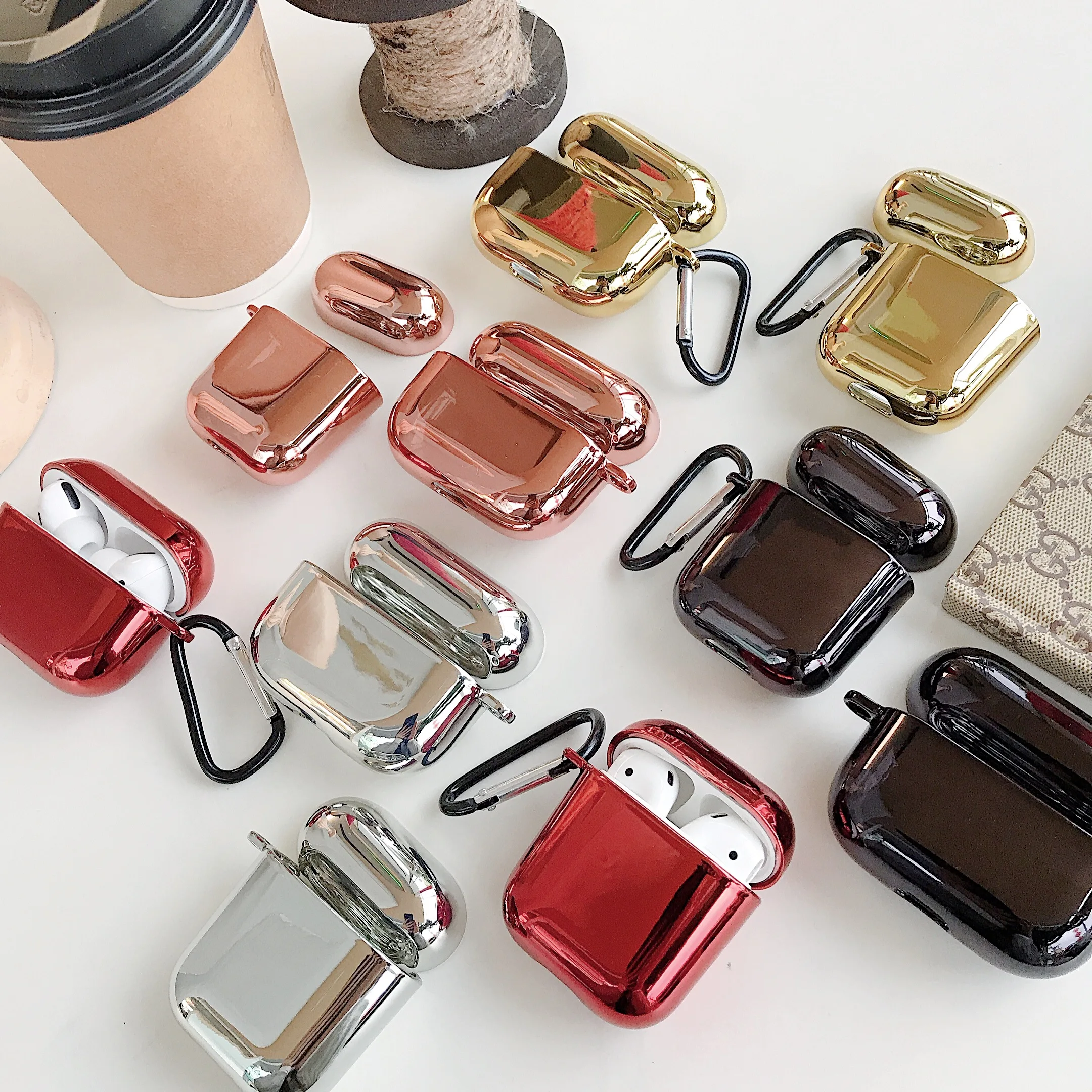 

Luxury Plating Metal Earphone Cover For Apple AirPods Pro 3 Case Air Pods 2 1 Protective AirPods2 Accessories Hard With Keychain