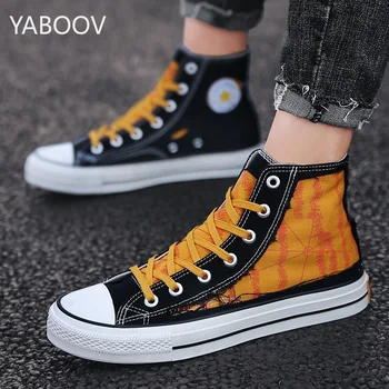 

2019 Hot Men Shoes Fashion Winter Men Boots High Top Footwear for Man New Patchwork Canvas Casual Shoes Tenis Masculino Adulto