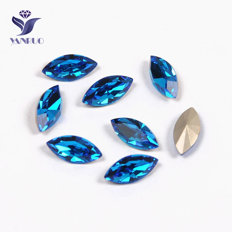 YANRUO 4200 Наветт синие когти пришитые Стразы пришитые стеклянные кристаллы для рукоделия - Цвет: Without Claw