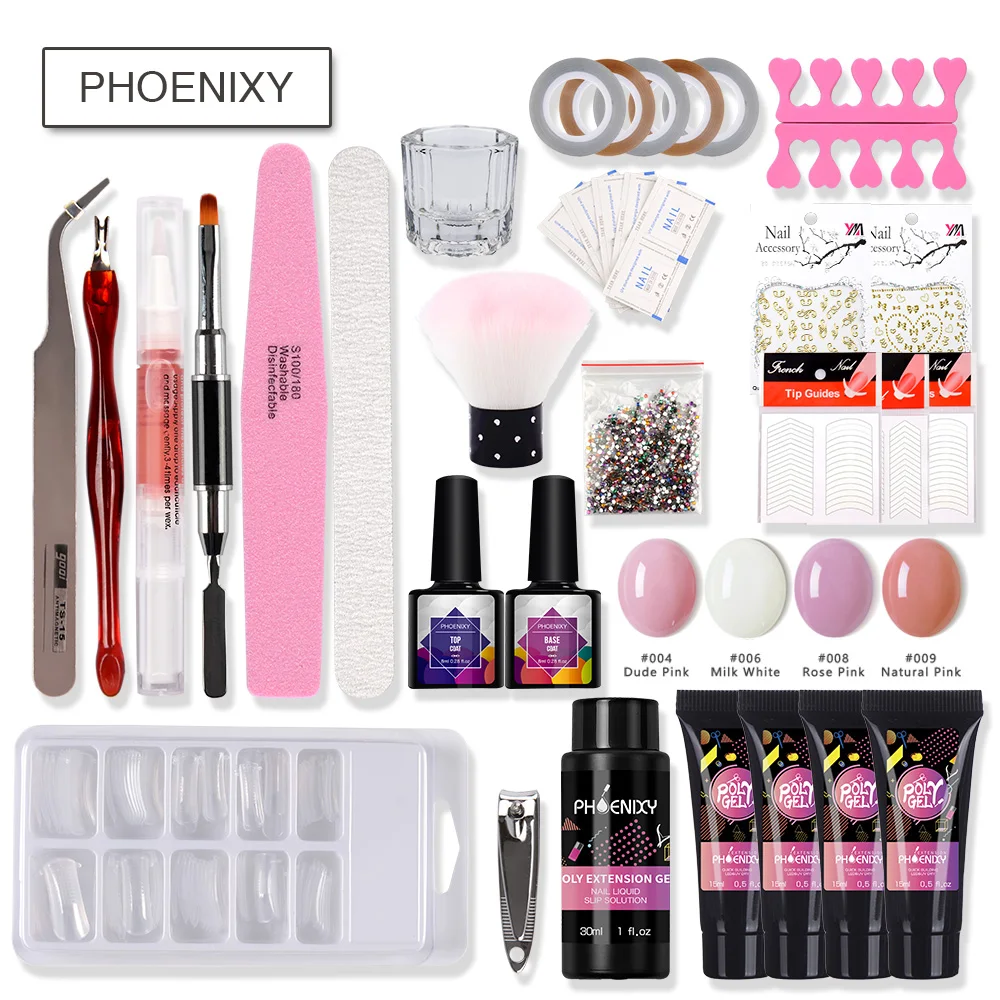 Billige Voll Nail Set Poly Gel Kit 80w UV LED Lampe Für Polygel Set Builder Gel Fest Jelly Gel Verlängerung gel Nail art Werkzeug Maniküre Set