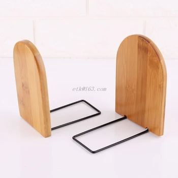 

2 Pc Nature Bamboo Desktop Organizer Office Home Bookends Book Ends Stand Holder Shelf Bookrack