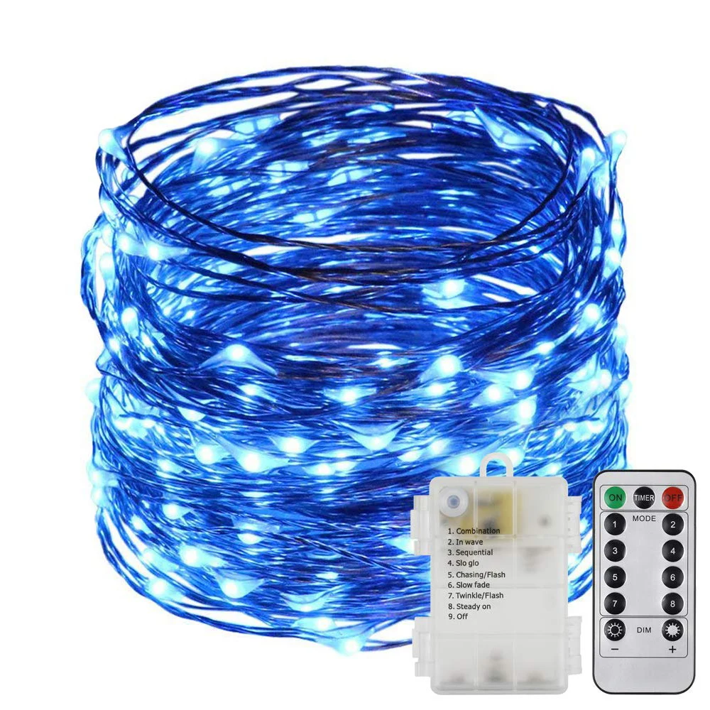 Fairy Lights Battery Operated LED String Lights Remote Control Timer Twinkle String Lights 8 Modes 5m 10m Firefly Lights purple string lights String Lights