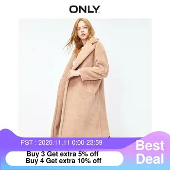 

ONLY summer new style fashion with wool pure color suede long straight woolen coat women | 11944S504
