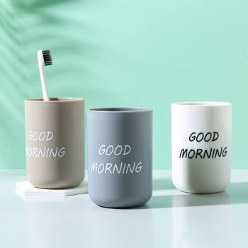 

Simple Nordic Travel Portable Washing Cup Bathroom Sets Plastic Toothbrush tumblers Good Morning Tooth Brush Storage Organizer