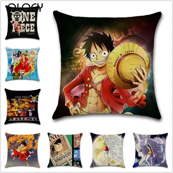 

Classic Cartoon Luffy Image Square Linen Soft Cushion Cover 45cmx45cm Home Bedroom Office Hotel Car Decoration Cushion Cover ..