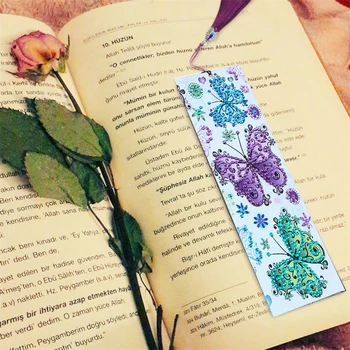 

DIY Diamond Painting Butterfly PU Leather Tassel Bookmark Tassel Book Page Mark for Books Christmas Gift school Office Supplies