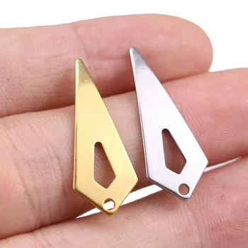 

10pcs/lot Stainless Steel Hypoallergenic Geometry Stud Post Earring Findings with Loop Real Gold Plated Quadrilateral Ear Studs