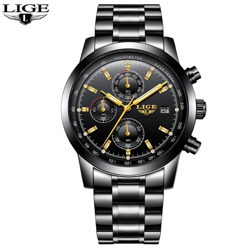 Reloj Hombre LIGE часы для мужчин роскошные кожаные повседневные кварцевые, армейские, спортивные водонепроницаемые часы Relogio Masculino - Цвет: 8