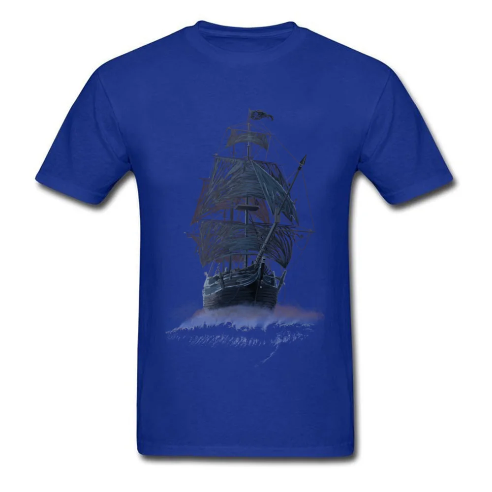 Company Mens Tops Tees Ghost_Pirate_Ship_6711 Normal T-shirts 100% Cotton Short Sleeve Geek T Shirts Crew Neck Ghost_Pirate_Ship_6711 blue