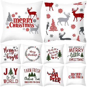 

45*45cm Merry Christmas Cushion Cover Christmas Elk Santa Claus Christmas Decorations For Home Navidad Decor Happy New Year