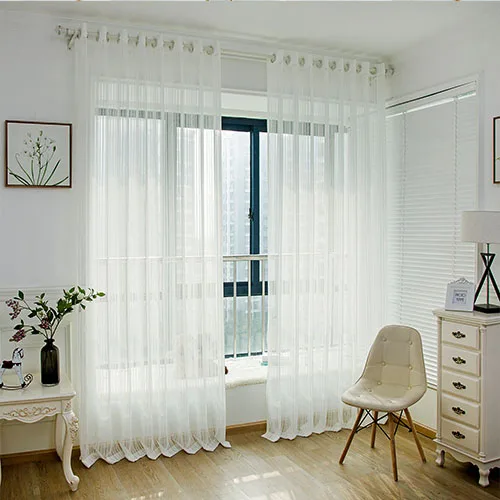 Элегантные современные тюлевые шторы для гостиной спальни белая полоса прозрачные короткие шторы для кухни оконные занавески жалюзи - Цвет: white