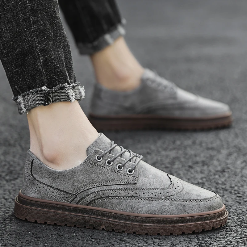 classical brogue oxford for men italian designer elegant male dress footwear trend work office leather casual flats for man shoe (1)