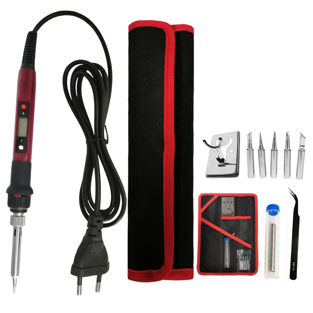 80W Digital Electric Soldering Iron Kit Set Temperature Adjustable 220V 110V  Welding Tool  Ceramic Heater Soldering Tips Rework