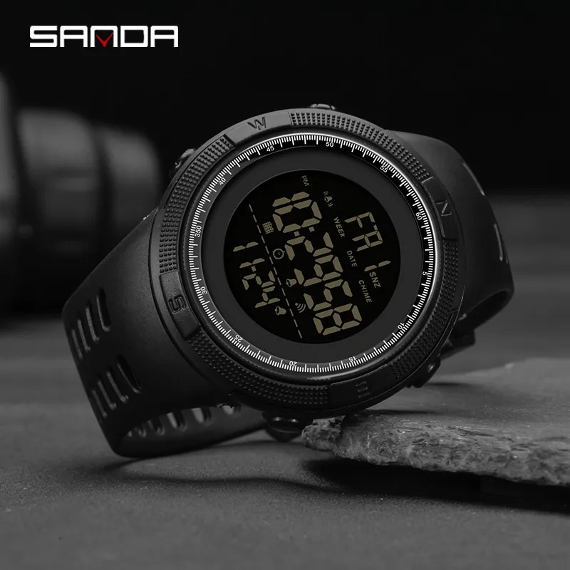 SANDA Новые G стильные мужские военные наручные часы, повседневные цифровые спортивные часы с хронографом и будильником, водонепроницаемые кварцевые часы