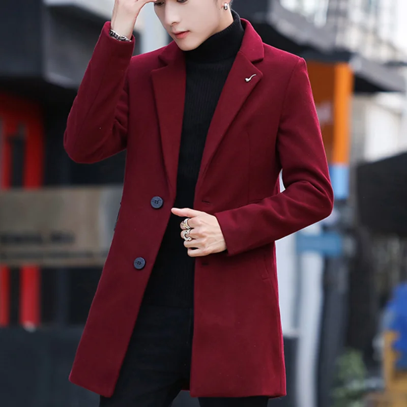 Шерстяное мужское пальто шерстяное пальто зима Осень мужское пальто Модная брендовая одежда теплое шерстяное пальто