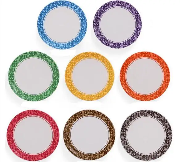 Japan Food Sushi Melamine Dish Rotary Sushi Plate Round Colorful Conveyor Belt Serving Plates