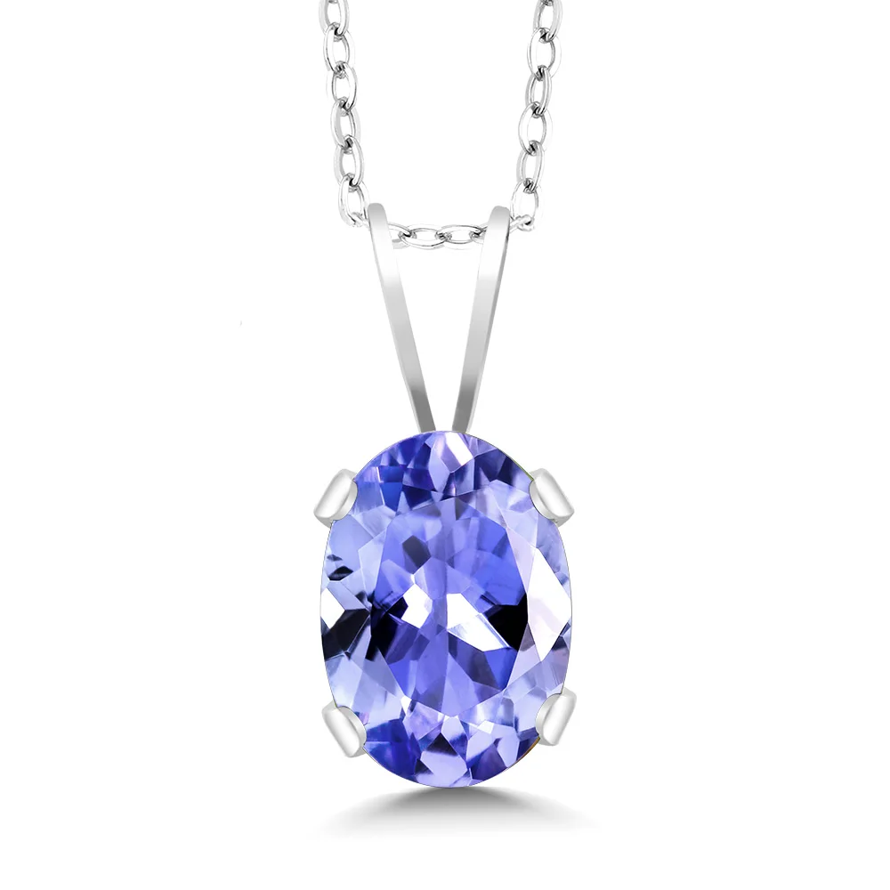 GemStoneKing 1,75 карат Натуральный Синий танзанит драгоценный камень Ювелирный Набор 925 пробы серебро кулон ожерелье серьги набор для женщин
