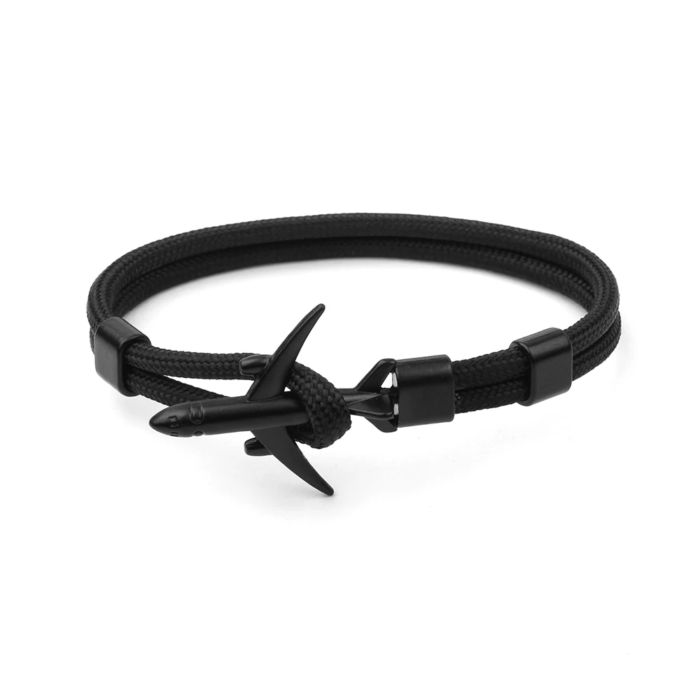 

Fashion Aircraft Modeling Bracelets Men Women Charm Flight Survival Rope Chain Paracord Bracelet Male Wrap Metal Hooks