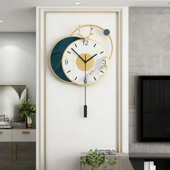 

Nordic Pendulum Wall Clock Large Luxury Modern Design Clock Metal Silent Creative Living Room Wall Clock Home Decor Clock DA60WC