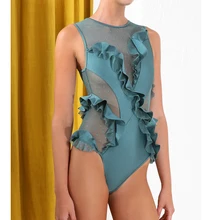 Сексуальный сетчатый купальник, женский слитный купальник, пуш-ап, монокини, с оборками, купальный костюм, женская пляжная одежда, винтажный купальный костюм