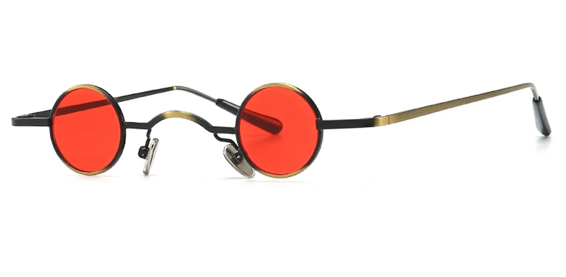 Kachawoo, маленькие круглые солнцезащитные очки для женщин, стимпанк, красные, черные солнцезащитные очки для мужчин, миниатюрный стиль, подарочные элементы,, горячая Распродажа - Цвет линз: red lens