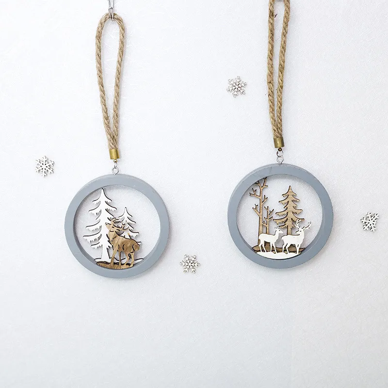 

New Year 2020 Noel Deer Moose DIY Christmas Wooden Diy Pendants Christmas Tree Decorations for Home Xmas Natal Party Kids Gifts