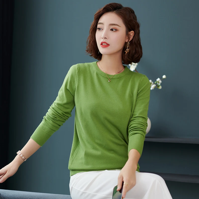 2019 autumn and winter new women's sweater cashmere sweater round neck pullover short knit bottoming shirt 2019 autumn and winter new women's sweater cashmere sweater round neck pullover short knit bottoming shirt