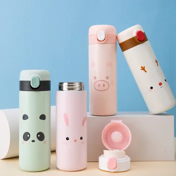 

350ml/450ml Cartoon Thermos Mug Portable Cute Insulated Cup Stainless Steel Vacuum Flask Thermal Water Bottle For Gift