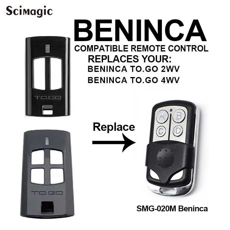 

5pcs BENINCA TO.GO 2WV / TO.GO 4WV garage gate remote control 433.92MHz rolling code keychain for a barrier