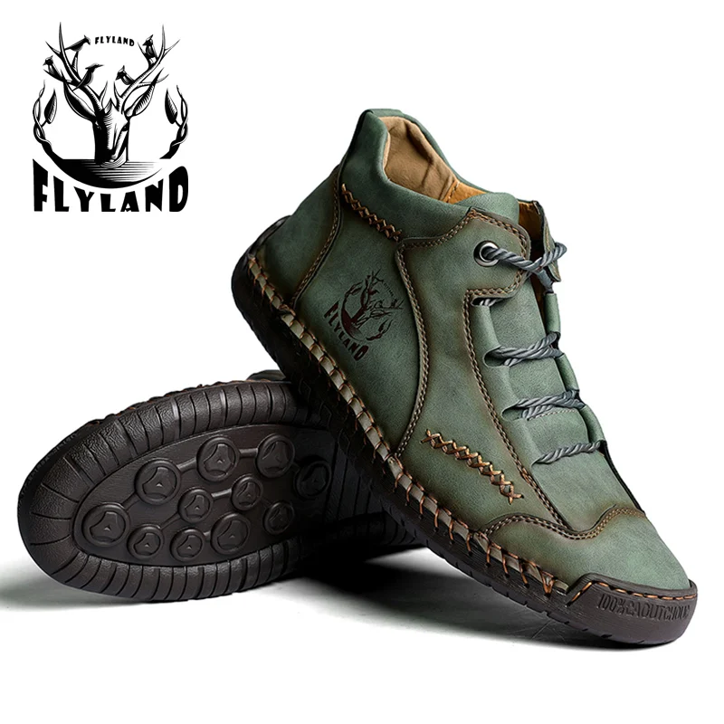 Zapatos de cuero hechos a mano para hombre, calzado informal, antideslizante, impermeable, para exteriores, transpirable, talla 48