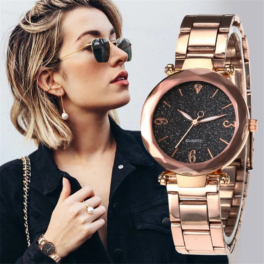 Романтические женские часы Звездное небо циферблат часы роскошный браслет из розового золота наручные женские часы reloj mujer Прямая D30