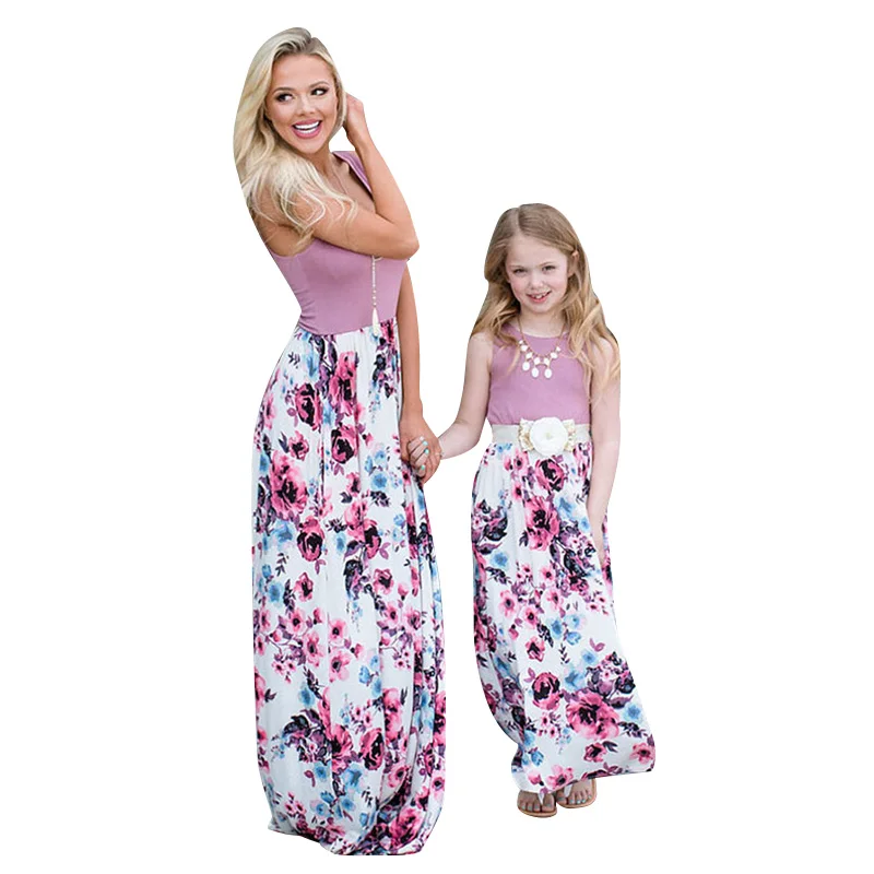 

New Family Look Mommy and Me Clothes Mother Daughter Dresses Floral Printed Mother and Daughter Clothes Family Matching Clothes