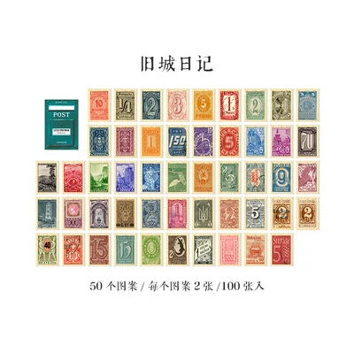 100 Pcs Vintage Little Postman Stamp Decorative Sticker Diy Diary Journal Craft Scrapbooking Planner Label Stickers Aesthetic 2