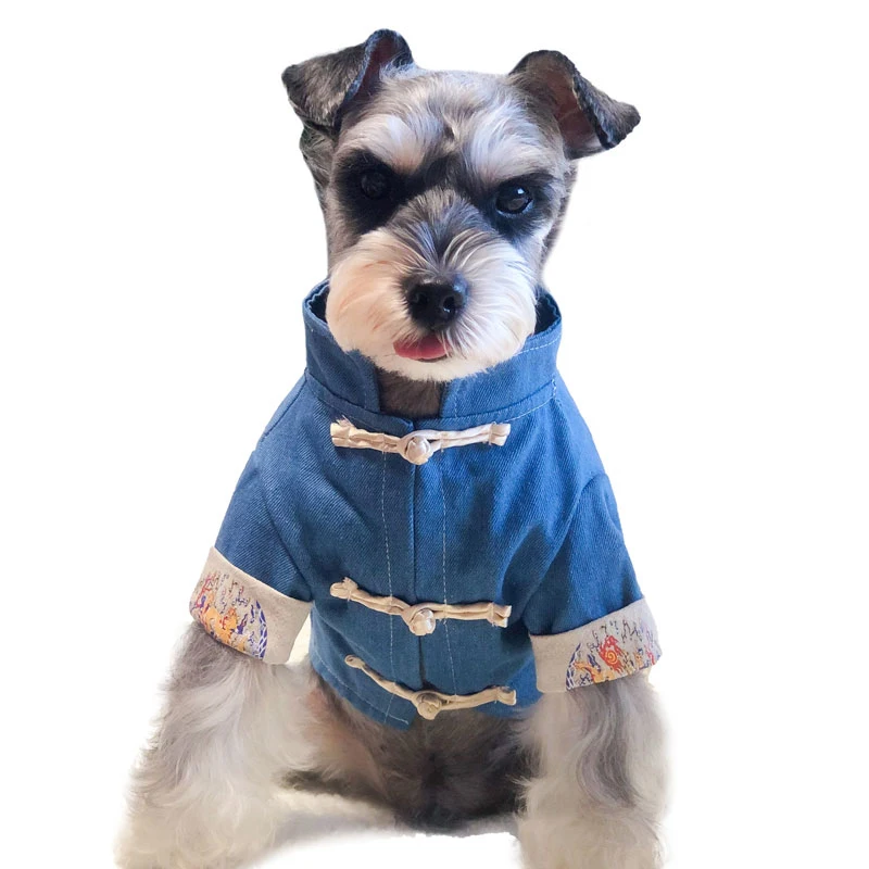 

Dog Shirt Spring Autumn Dog Clothes Tang Suit Chinese New Year Pet Clothing Outfit Garment Yorkie Poodle Schnauzer Costume