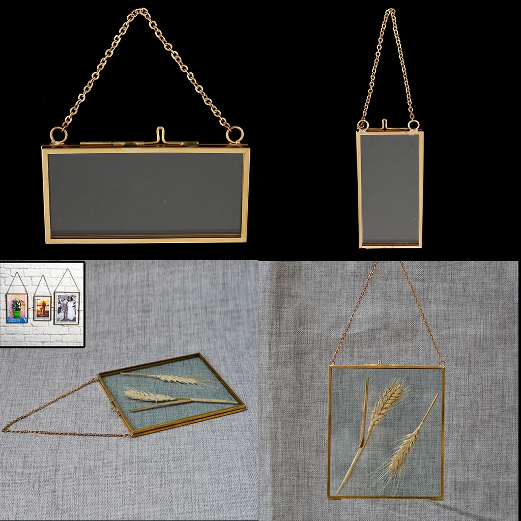 2x Shabby Hanging Clear Glass Hanging Frame Herbarium Display Frames, Easy 2x Shabby Hanging Clear Glass Hanging Frame Herbarium Display Frames, Easy