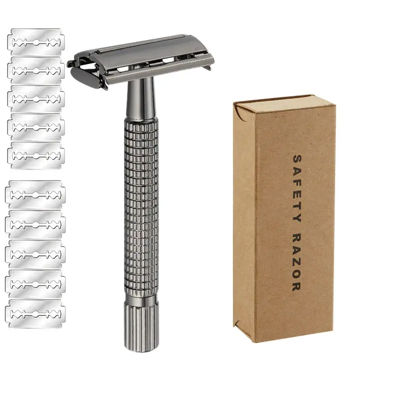 Long Handle Metal Butterfly Razor with 10 Blades